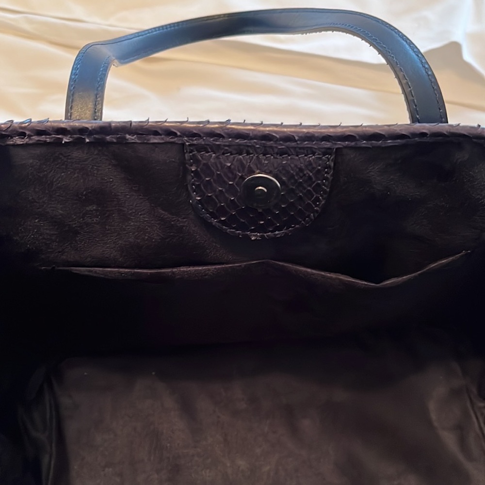 Silvano Biagini Navy Python Tote & Matching Poche… - image 5